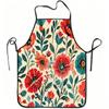 1pc Red Blue Floral Apron with Adjustable Waistband & Suitable for Cooking, Gardening, Picking - Easy-Clean Polyester Bib for &, Kitchen, Orchard, Chr