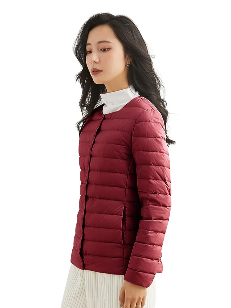 

MDMYXJP Ultralight Down and with a and Crew Neck MD105 Women s Jacket, Warm, Lightweight, Cold-Wearing, V-Neck Style, (JP, Alphabet, M, Red)