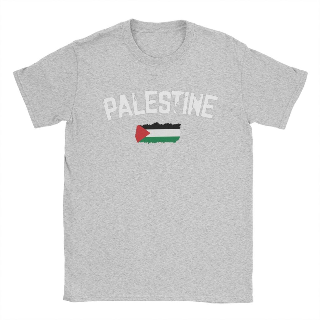 Herren Palästina Flagge T-Shirts Baumwolle Oberteile Freizeit Kurzarm Rundhals T-Shirt Große Größe T-Shirts