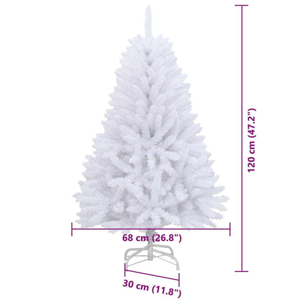Artificial Foldable Christmas Tree White 120 cm PVC and Steel