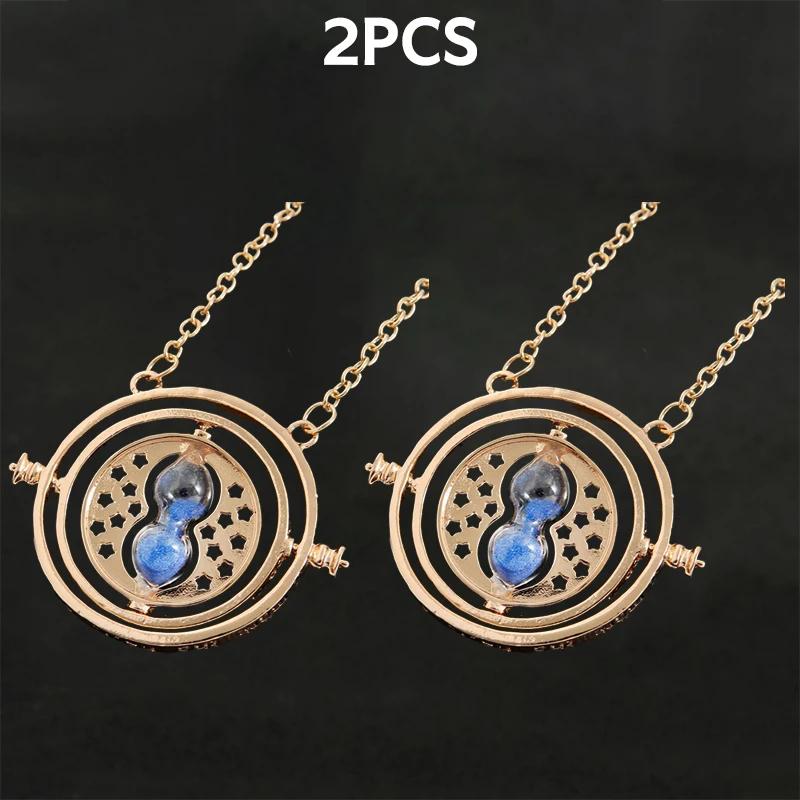 1-10Pcs Harried Time Necklace Timer Hourglass 360 Rotatable Potters Cosplay Props Astronomical Time Converter Magic School Gift