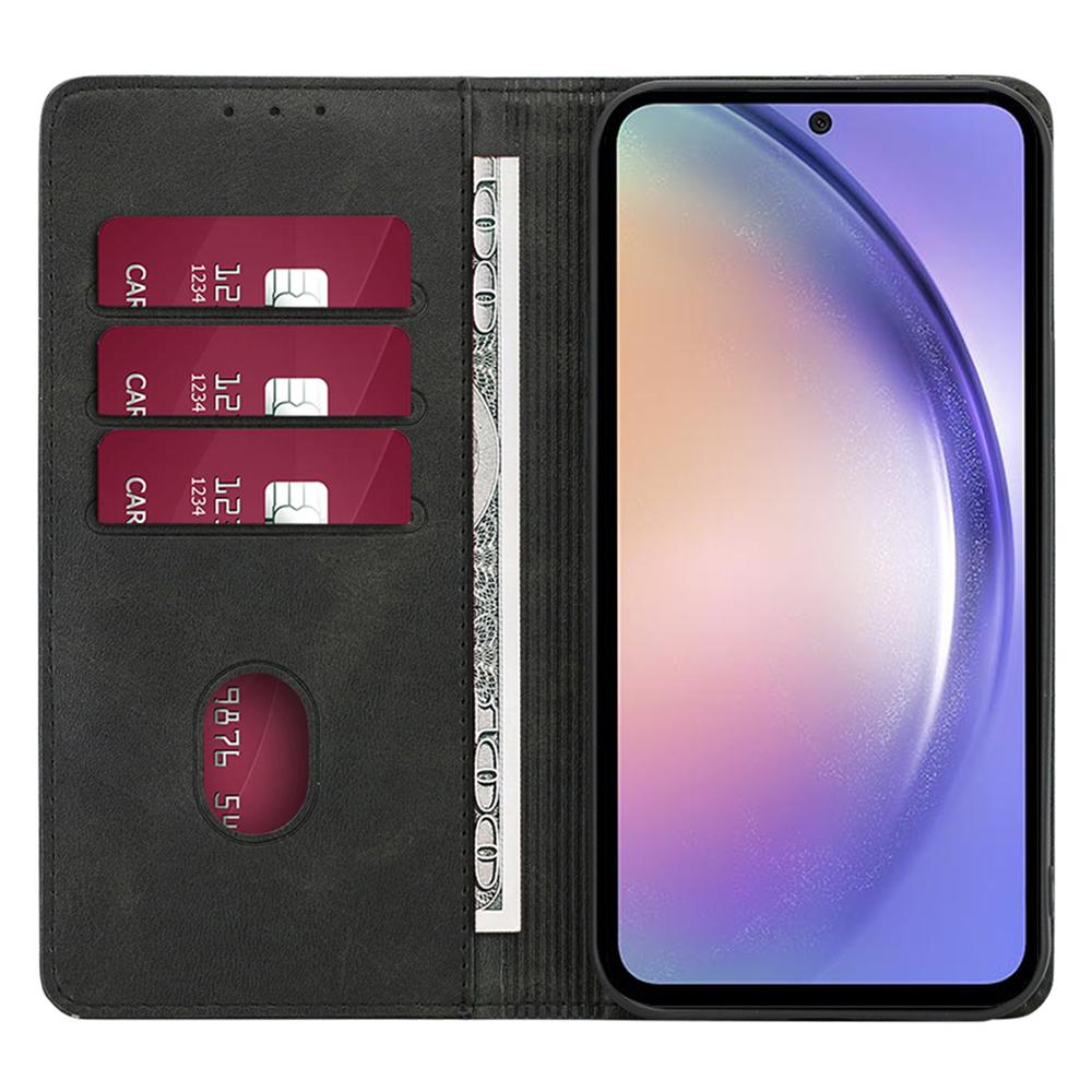 

For Samsung Galaxy A05s 4G Phone Case PU Leather+TPU Calf Texture Stand Cover Black