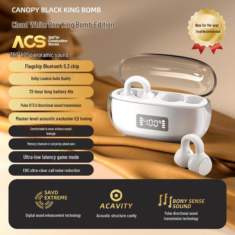 2025 New Wireless Ear Clip Bone Conduction Sports Bluetooth Earphones for Men and Women