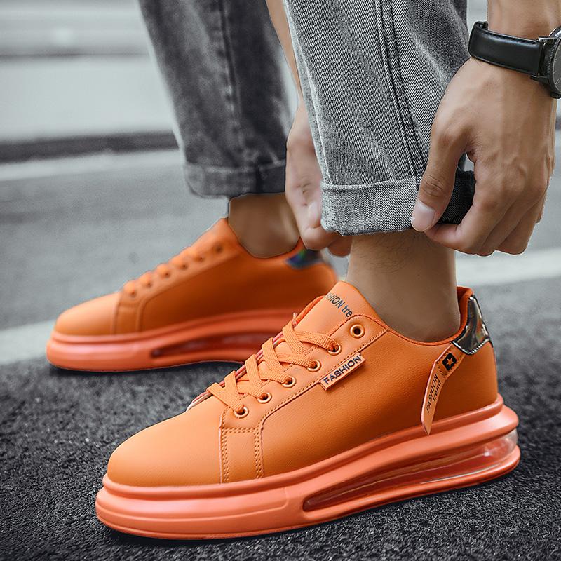 Fashion Spring Leather Green Platform Sneakers Men Thick Sole Air Cushion Running Shoes For Men 2025 Fashion Trainers Men's Sports Shoes