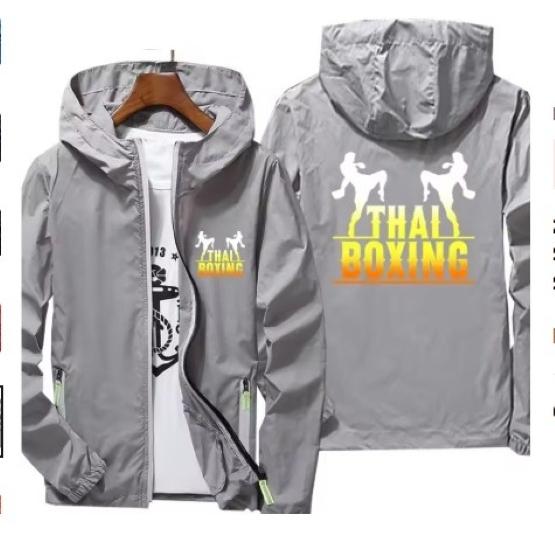 Jaqueta Moletom Corta-vento com Capuz Muay Thai Kick Boxing MMA UFFC Unissex Manga Longa Estampa Esporte Academia Fitness Treino