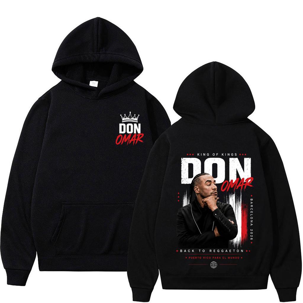 Rapper Don Omar The Last King Tour 2026 Felpa con Stampa Uomo Donna Moda Felpa Autunno Inverno Casual Larga Harajuku Felpa con Cappuccio