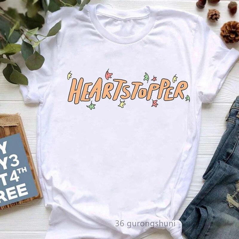 Women'S Clothing Heartstopper Graphic Print Tshirt Femme White Short Sleeve T Shirt Female Aesthetic Clothes Harajuku Shirt