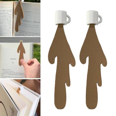 1Pc Cute Funny Corner Spilled Coffee Bookmark Marker Reading