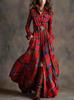 Women's Plus Size French Retro Plaid Slimming Irregular Dress Skirt