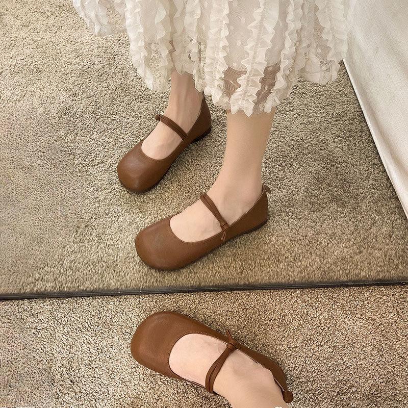 

New Soft-soled Single Shoes for Women Retro Low-cut Versatile and Lazy Bean Shoes 40 коричневий