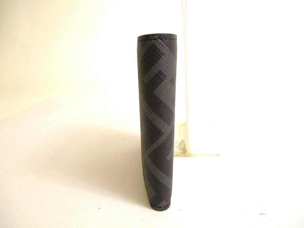 Authentic FENDI Zucca Gray Fabric Black Leather Bifold Wallet Diagonal Wallet #9973  Open Box