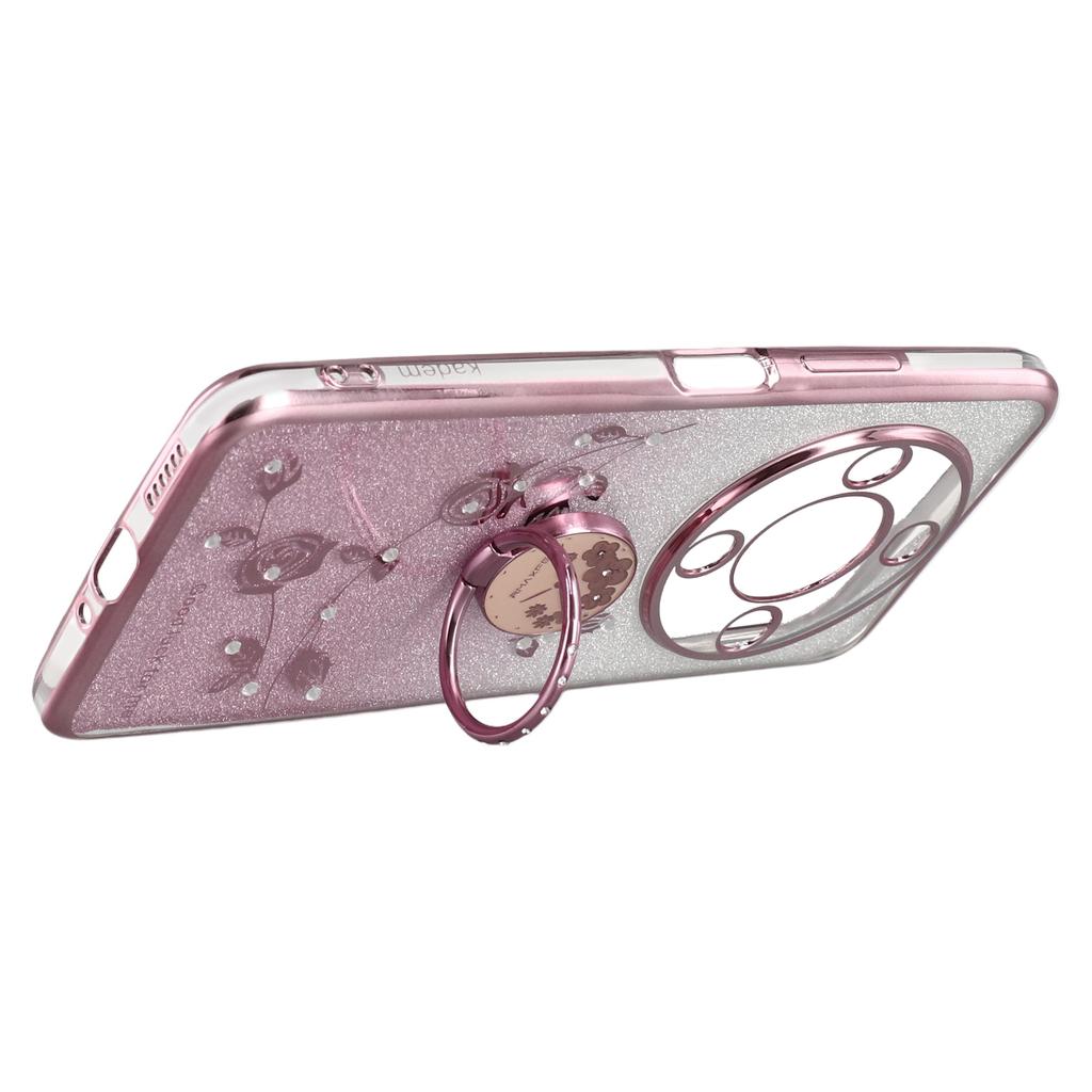 KADEM For Wiko Hi Enjoy 70 Plus 5G Case Ring Kickstand TPU Flowers Phone Cover Gradient Glitter