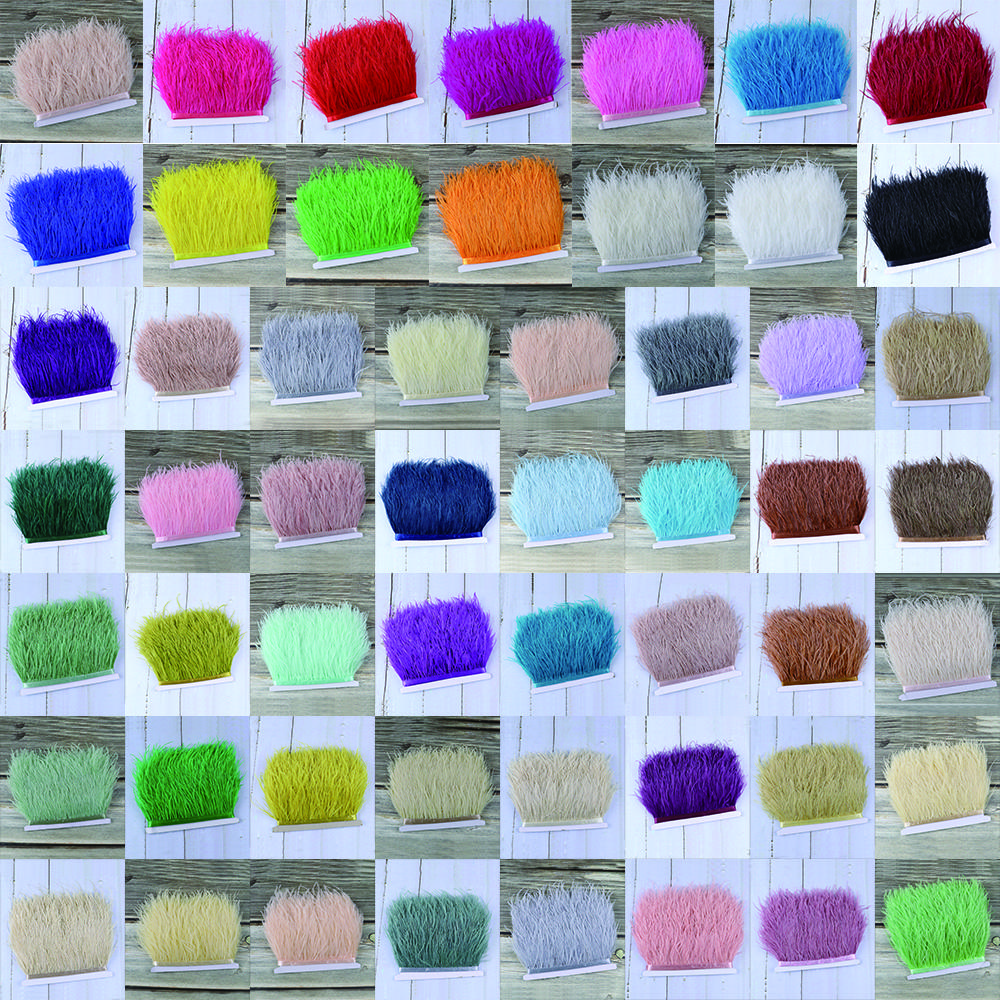 10 Meters Fluffy Colored Ostrich Feather Trim Ribbon 8-10Cm Natural Plumes Sewing Trimmings For Dress Clothing Decoration Crafts