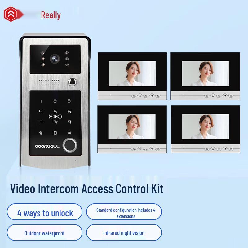 Realand KS304 Visual Intercom Fingerprint Access Control System CN plug (adapter included)