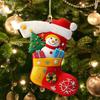 1/6Pcs 2D Christmas Socks Decorations Colorful Handcrafted Christmas Tree Ornaments Acrylic Christmas Tree Pendant Holiday Decor