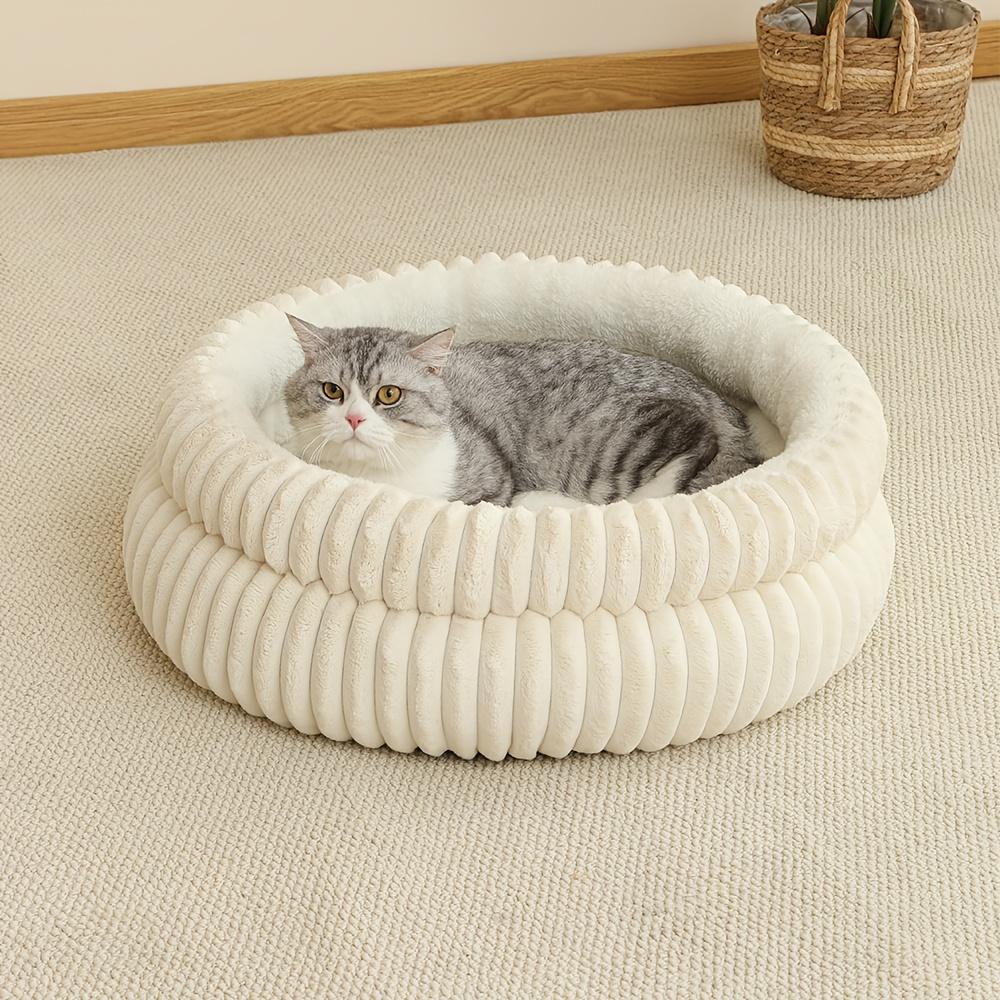 Round Cute Cat Bed for Large Dog House For Medium Warm Sleep KittenDog Bed Pet Basket Cozy Cat House Super Soft Pet Bed Plush