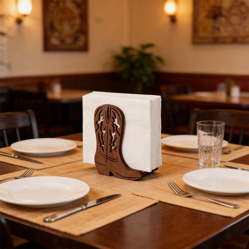 Authentic 3D Wood Boot Letter Holders And Napkin Storage With Open Structure Desk Organizers For Easy Access