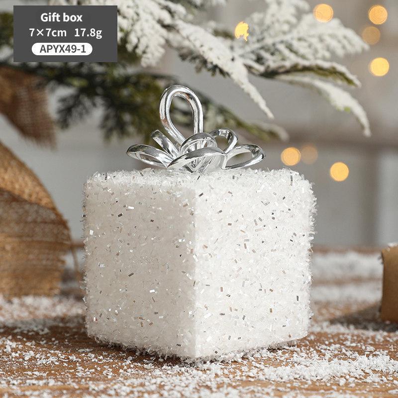 Christmas Tree Ornaments White Foam Stars Pentagram Icicle Gift Box Pendant Tree Hanging Decorations Shiny Festival Decors