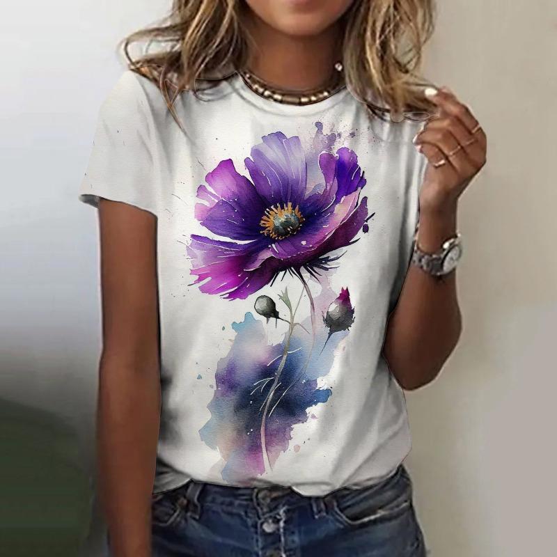 

New Floral Flower Gradient 3D Print Women s T-Shirts Women Casual Short Sleeve T Shirt Harajuku O-Neck Tees Tops Female Clothing S