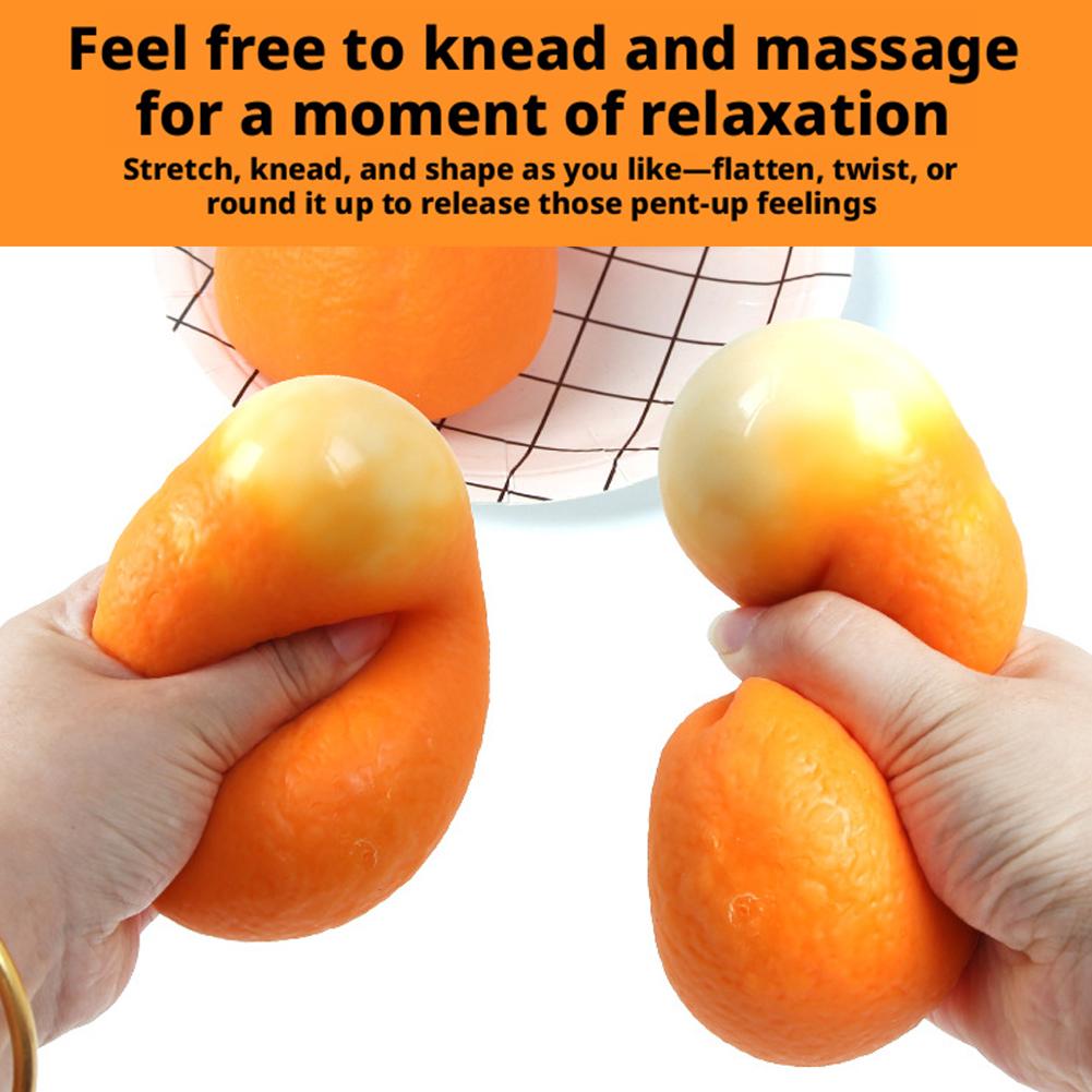 Realistic Orange Squishy Toy Soft Squeeze Stress Relief Funny Fruit Fidget Anti Stress Decompression Toy