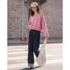 Demana Rose Pink Drop Shoulder Puff Sleeve Sweatshirt