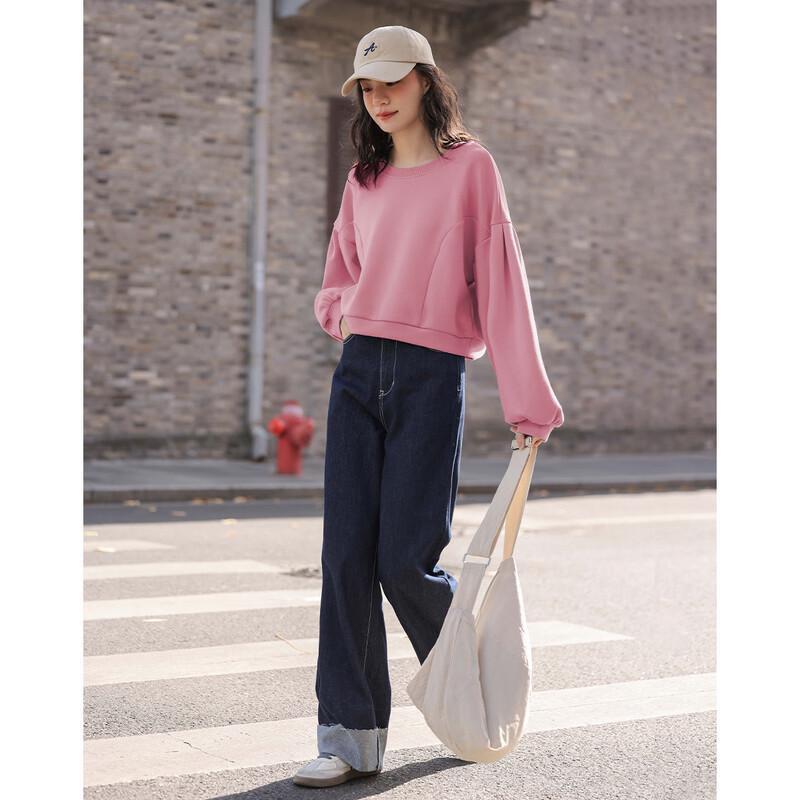 Demana Rose Pink Drop Shoulder Puff Sleeve Sweatshirt