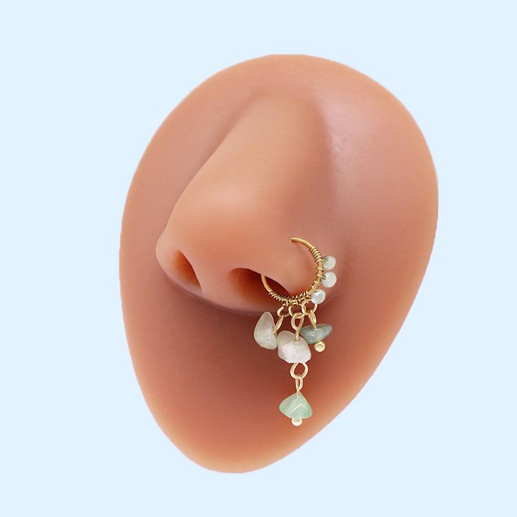 European & American Irregular Crushed Stone Nose Stud with Colorful Eyes & Five-Star Pendant