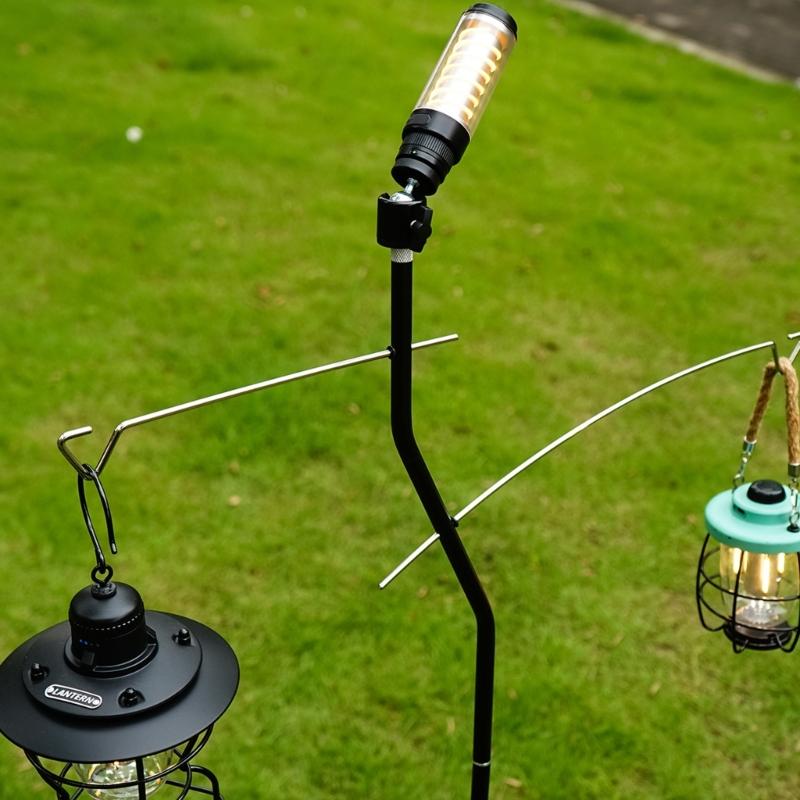 Regulable Height Camping Lamp Poles Light weight Outdoor Hanging Lamp Stand for Hiking Fishing Backpacking