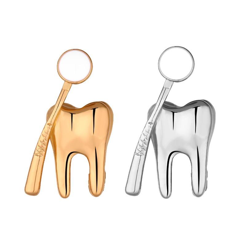 Zinc Alloy Tooth Shape Brooch Enamel Geometric Dentist Nurse Enamel Pins Backpack Badge Korean Style Clothing Accessories
