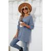 Autumn and Winter Women's Blouse Long-sleeved Loose Round Neck Pit-stripe Milled Tops