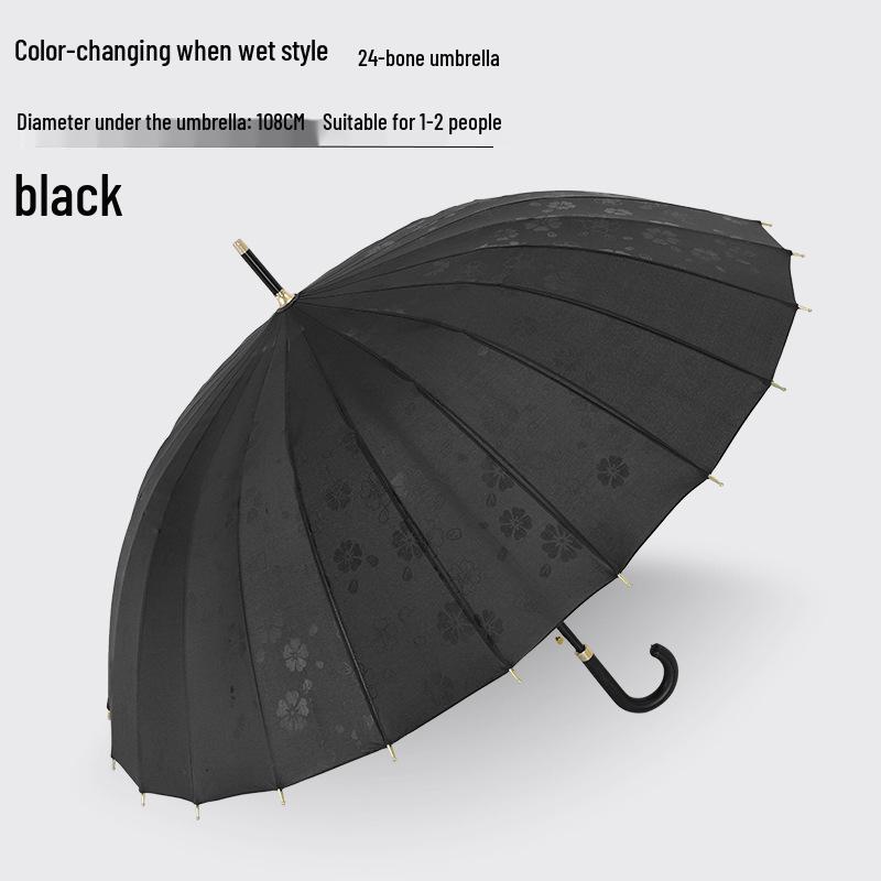 Double Person Water-Activated Blooming Long-Handled Umbrella for Women – Storm Curved Handle, Reinforced Rainproof Design