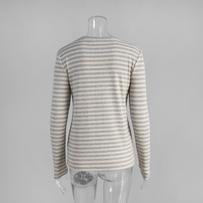New Striped Long-sleeve 2026 Commuter Slim-fit Round-neck Base Shirt for Women, Casual T-shirt