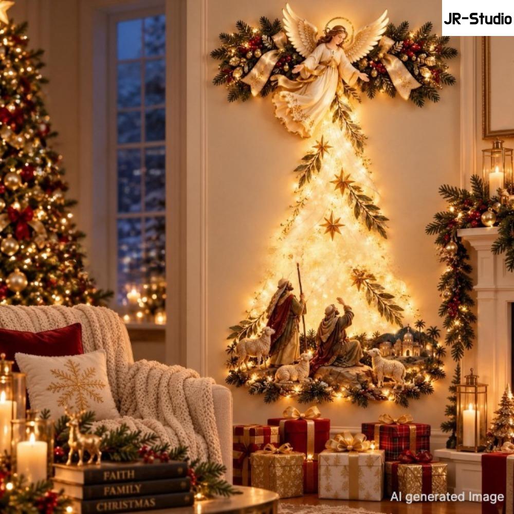 Light Up Angel Wall Lamp, Luminous Wing Resin Wall Decor, Christmas Star Scene Ornament, Festive Atmosphere Home Decoration Gift