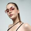 A18976 Square Borderless Sunglasses For Women, Retro Diamond Trimmed Transparent Glasses, Popular