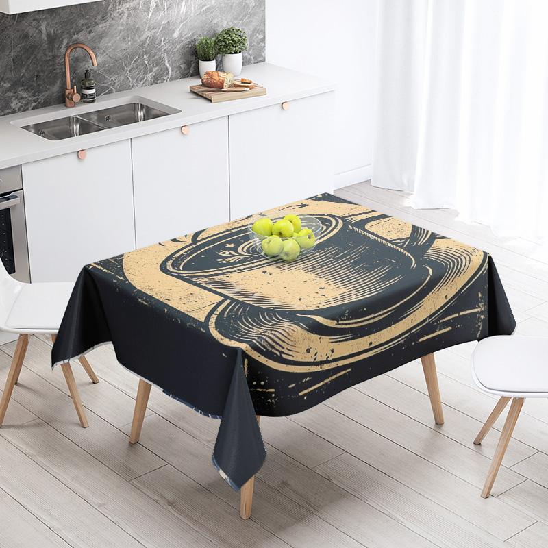 Abstract Art Food Illustration Tablecloth Oil-proof Tablecloth Waterproof Picnic Fabric Nordic Home Decoration