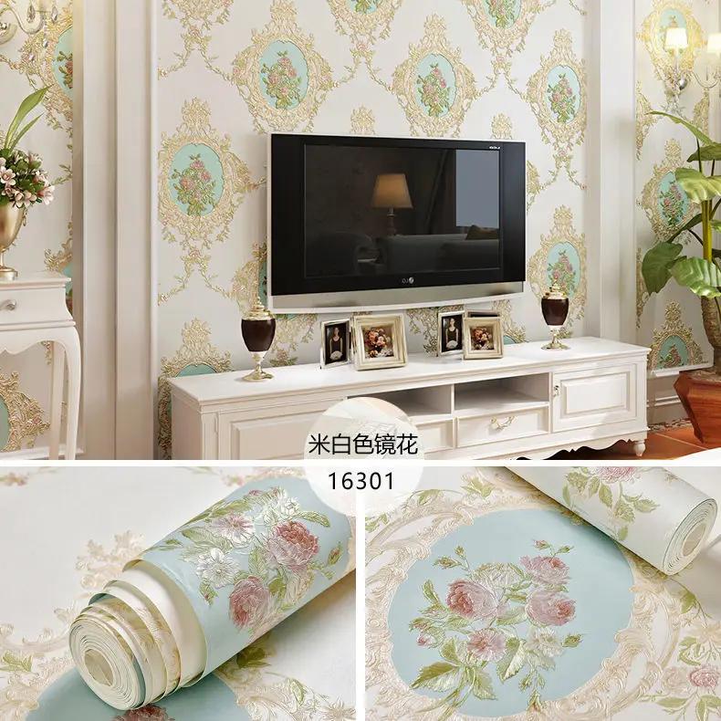 Zesílené samolepky na zeď v evropském stylu 3D do obývacího pokoje Samolepicí domácí dekorace Netkané tapety Tapeta na pozadí do ložnice