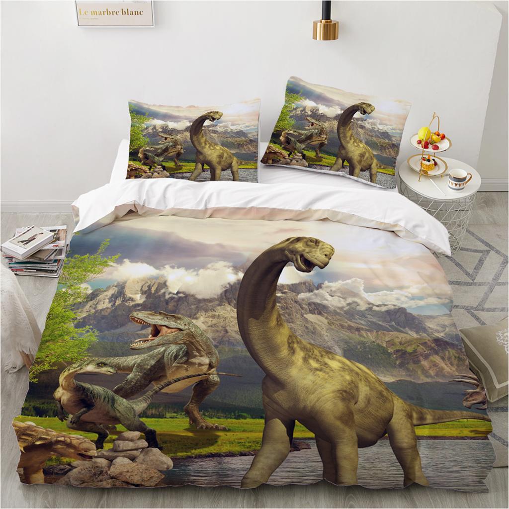 Jurassic Dino Bettwäsche Set 240x220cm 140x200 Queen Mikrofaser Bettbezug Set mit 2 Kissenbezügen für Jungen Kinder Kinderzimmer Dekor