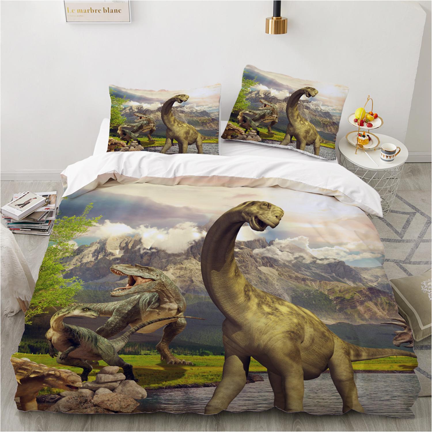 

Cartoon T-Rex Duvet Cover Set 140x200 240x220cm - Boys Bedding Set with Pillowcases Soft Fiber Bed Linen for Kids Youth 240x220 (50x80cm x2