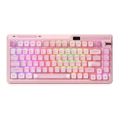 KZZI K75 PRO RGB Wireless Gasket Mechanical Triple Mode Bluetooth 82 Keys Hot Swappable Gaming Keyboard Power Custom Linear Sakura Pink 75% Keyboard,