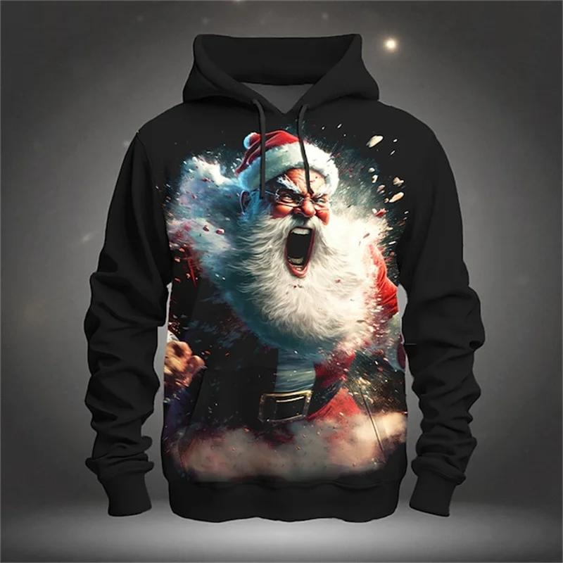 Felpe con Cappuccio Stampa 3D Babbo Natale Natale Pullover Grafica Padre Natale Moda Bambino Felpe Carine Abbigliamento Felpa Invernale