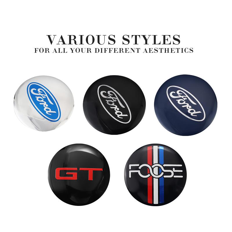 4pcs Car Wheel Stickers 56mm Auto Center Hub Cap Decal For Ford ST Line Focus Mustang Fiesta Puma Ranger Kuga MK7 MAX F150 Monde CVW1