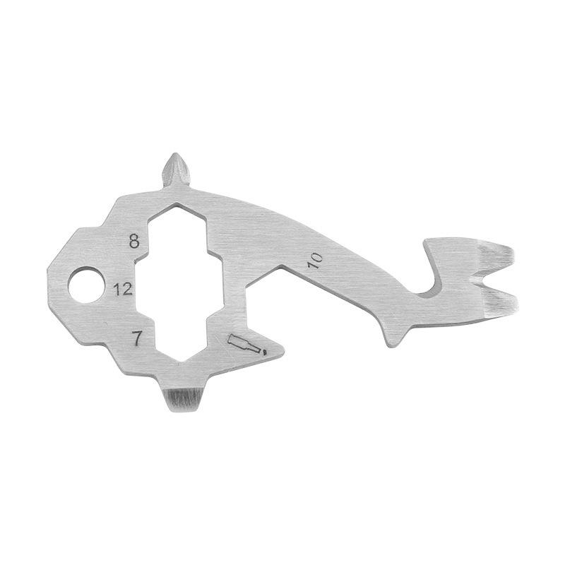 Multifunctional Stainless Steel Card Tool: Wrench, Bottle Opener, Screwdriver - Shark Design