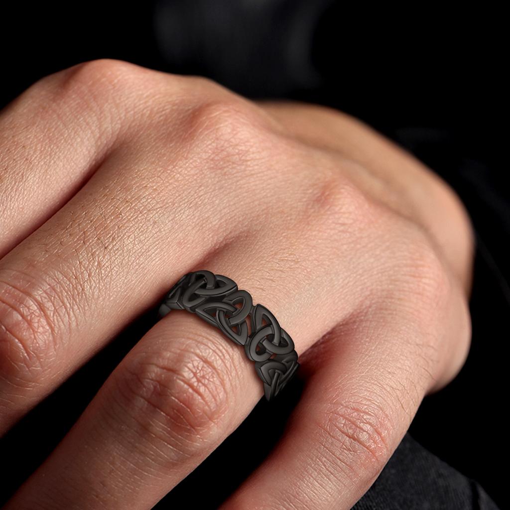 U7 Inele din Oțel Inoxidabil cu Decupaj Nod Celtic Irlandez Triquetra pentru Bărbați Femei Simboluri Clasice Bijuterii Unisex pentru Cuplu