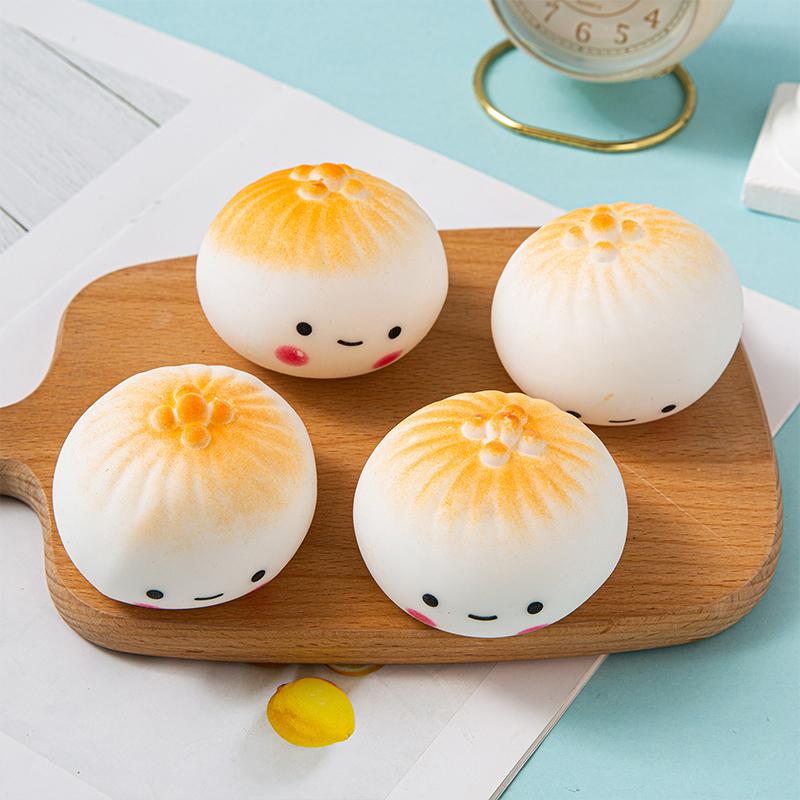 Bun Squeeze Toy Release Ball For Stress Balls Simulation Food Squishies Pan-fried Bun Squeeze Toy Gifts