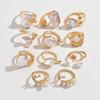 European and American Baroque Special-shaped Imitation Pearl Ring Set Retro French Irregular Open Knuckle Jewelry