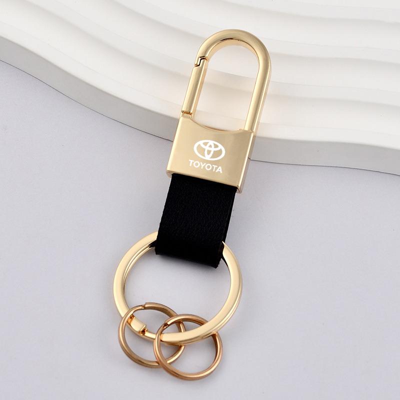 Car Vintage Leather Keychain Ring Zinc Alloy Chain Key For Toyota Hilux Aygo Yaris Ractis Corolla Camry CHR Auris Tacoma Cruiser