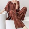 1011 new short-sleeved cotton and silk pajamas for women's summer thin printing loose and relaxed loungewear suit
