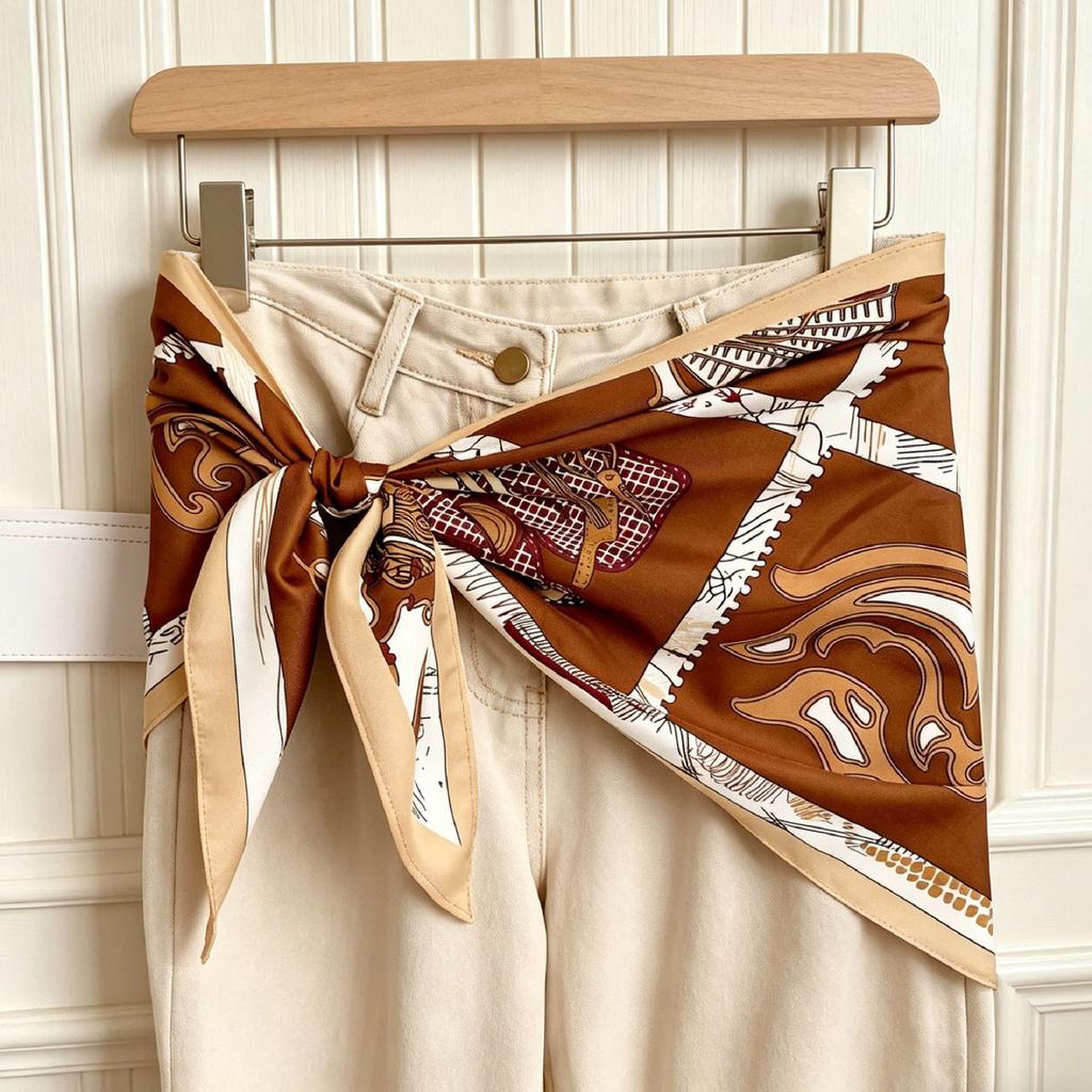Spring and summer printed skirt women's triangle towel skirt curtain decorative belt towel stacked short skirt fart curtain new fashion