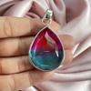 Bicolor Tourmaline Gemstone Silver Pendant With Silver Chain Handmade Pendent