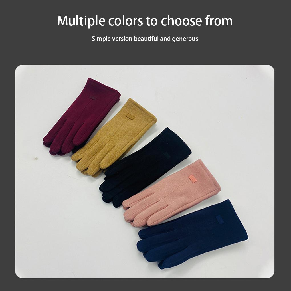 1 Pair Women Gloves Warm Velvet Thermal Mitten Portable Cold Weather Warmer Mitts Windproof Decoration Screen Soft